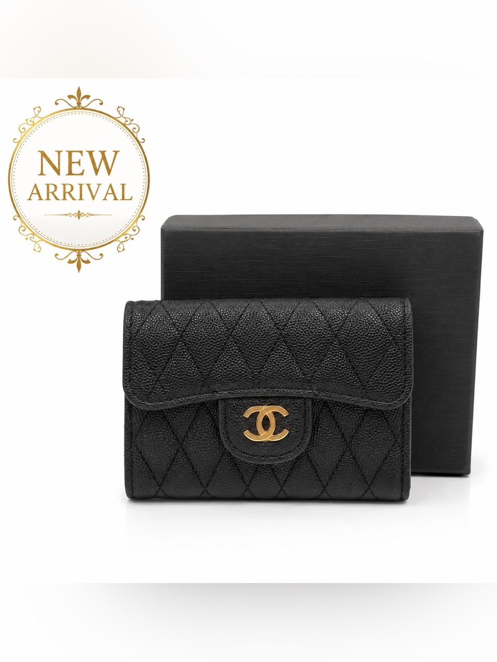 🖤 Black Quilted Compact Wallet  🖤💎 Classic Elegance • Timeles